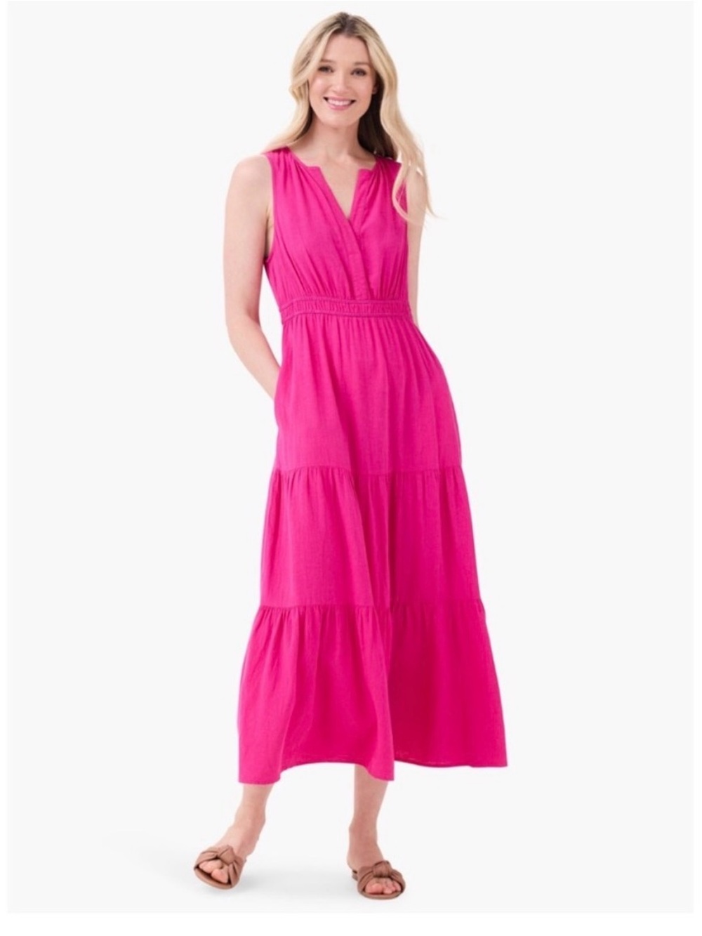 NWT Rumba Daydream linen sleeveless maxi dress in Wild pink Size Medium